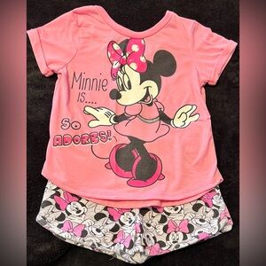 EUC Disney Junior Minnie Mouse Toddler Girl 2 piece Short Set 4T